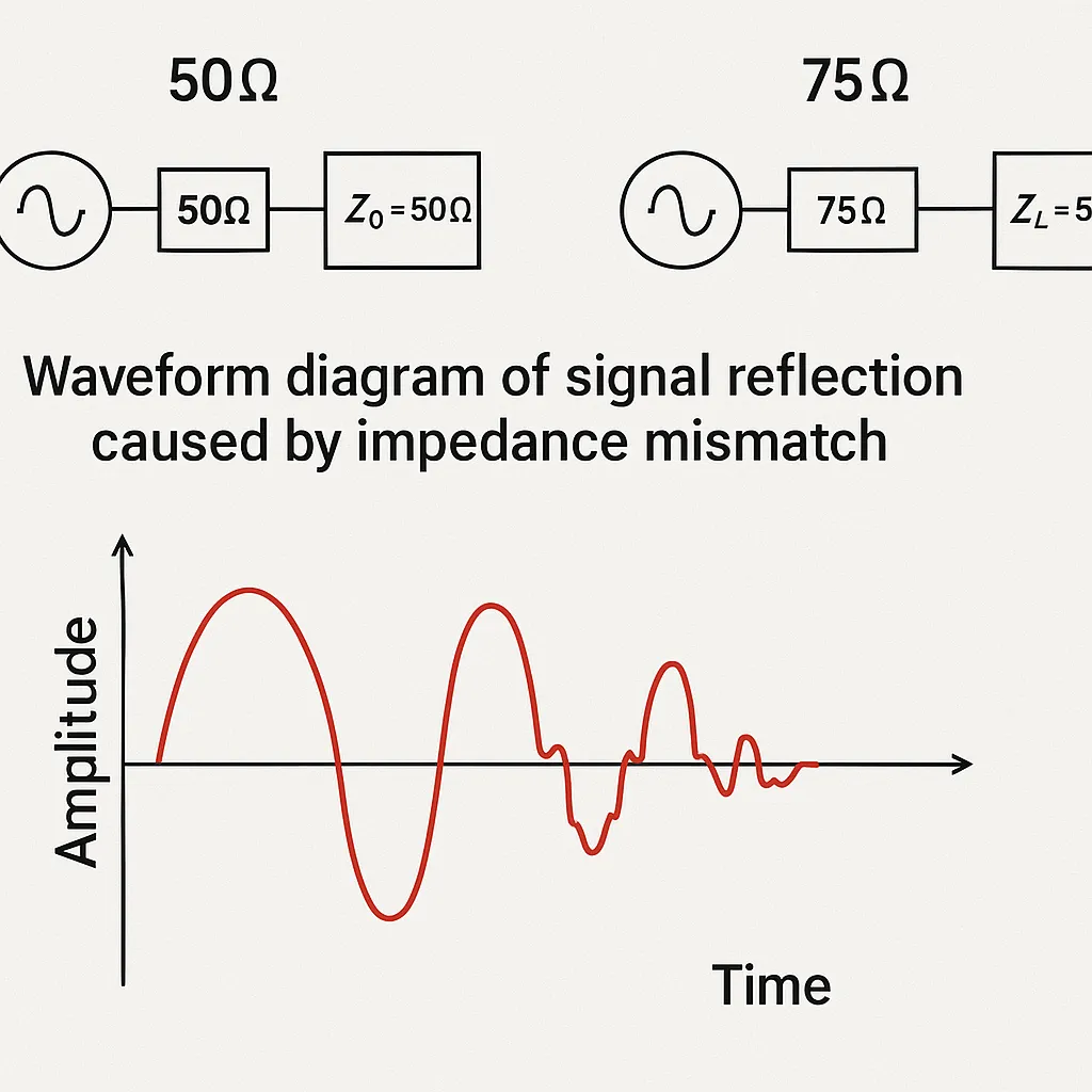 Comparison of 50 ohm and 75 ohm RF connector impedance