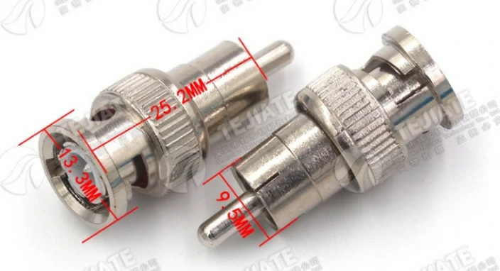 BNC Male to RCA Male (RCA Lotus) Connector Dimensions Image BNC Male to RCA Male (RCA Lotus) Connector Dimensions Image