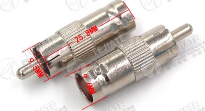 BNC female to RCA male (RCA Lotus) connector dimensions image BNC female to RCA male (RCA Lotus) connector dimensions image