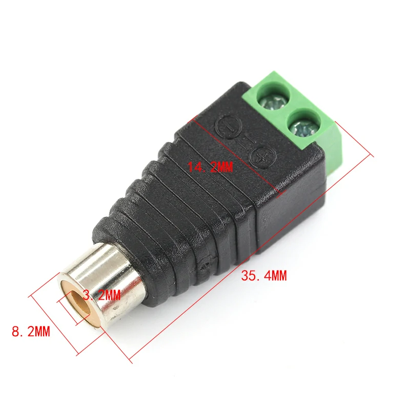 RCA Female – Black Green dimensions image RCA Female – Black Green dimensions image