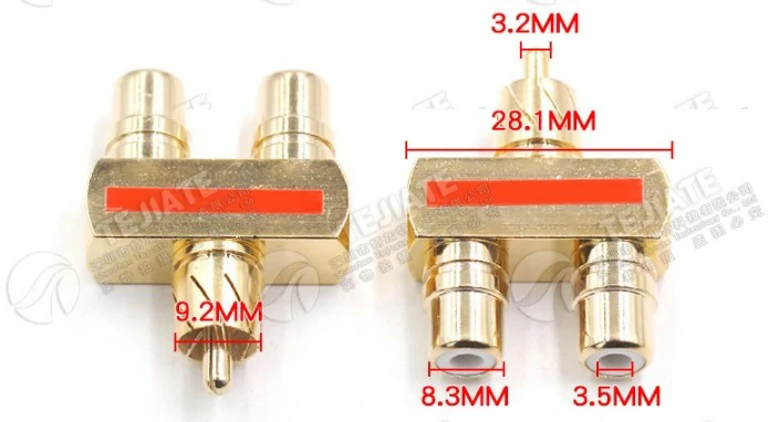 RCA one male to two female Y-type size data picture RCA one male to two female Y-type size data picture