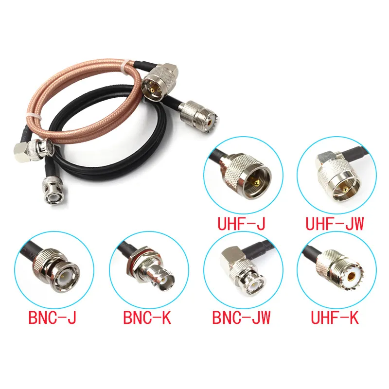 UHF and BNC RF coaxial connectors used in video, CCTV, and test equipment
