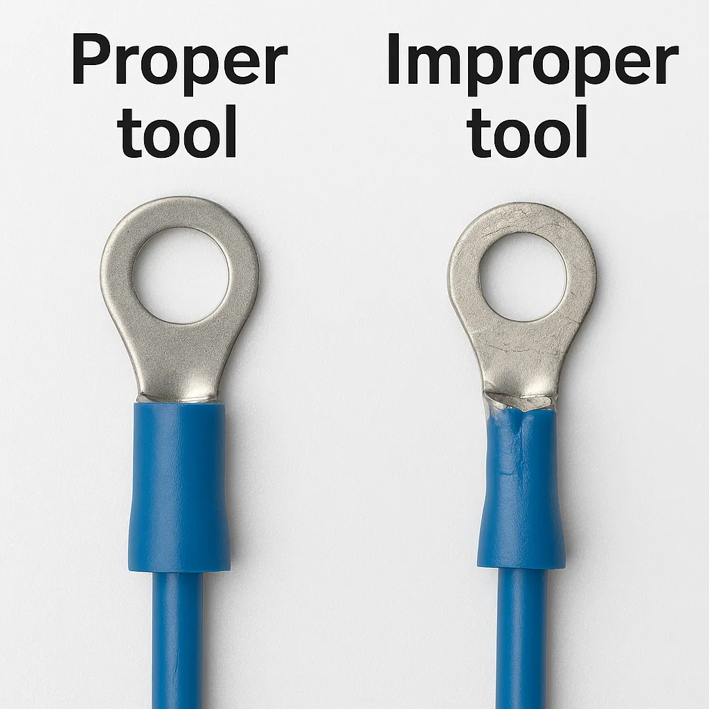 Comparison of crimping with tool vs without tool