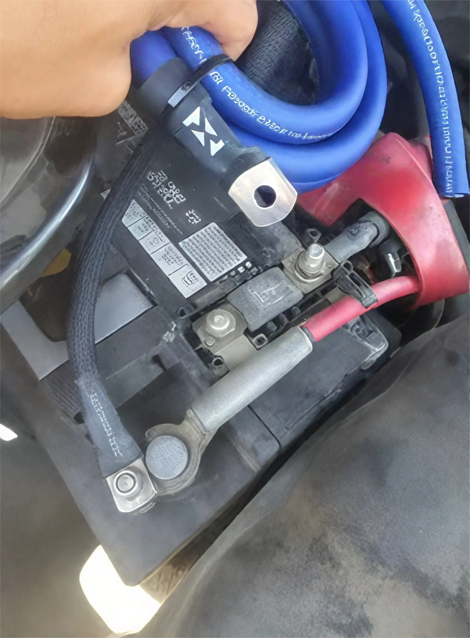 A close view of a ring terminal used for grounding