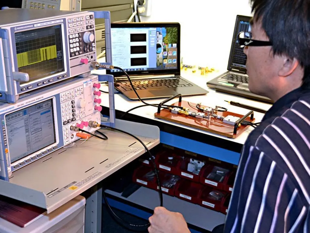 Field Setup: Lab Bench Harness for Mixed Gear Lab bench RF harness using 50 Ω BNC and a short SMA jumper to protect instrument ports