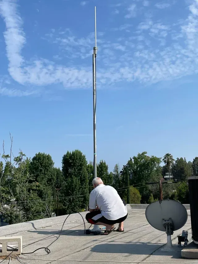 LMR-600 coaxial cable installed on communication tower