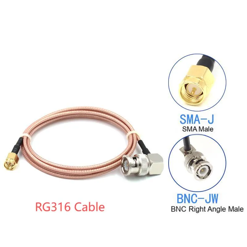 RG316 Cable with SMA Male and BNC Right Angle Male Connectors