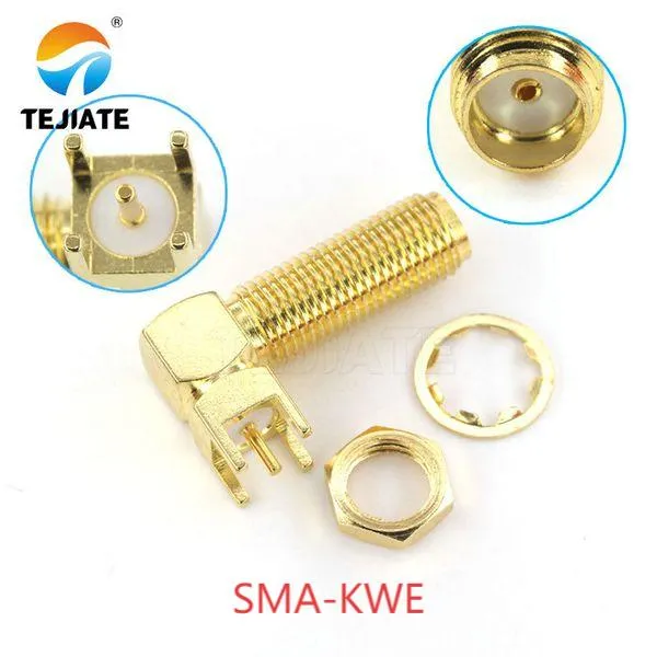 TEJTE SMA-KWE Right-Angle Bulkhead Connector Diagram