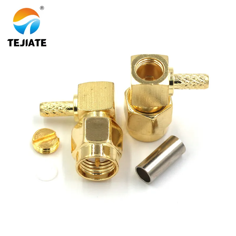 Brass gold-plated SMA connector commonly used for indoor applications