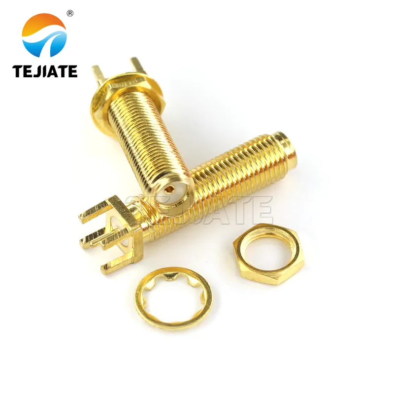 Close-up of an SMA-KE series female connector with a 15mm thread length.