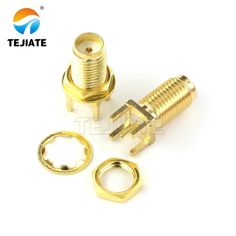 SMA-KE female connector with 15mm thread mounted in a panel.