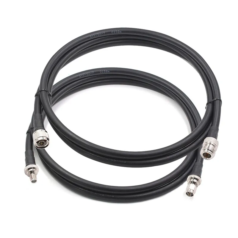 A low-loss LMR240 extension cable with an N-type male connector on one end and an SMA female connector on the other, for outdoor cellular applications