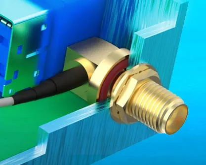 Right-Angle SMA Bulkhead Connector Right-angle SMA bulkhead connector