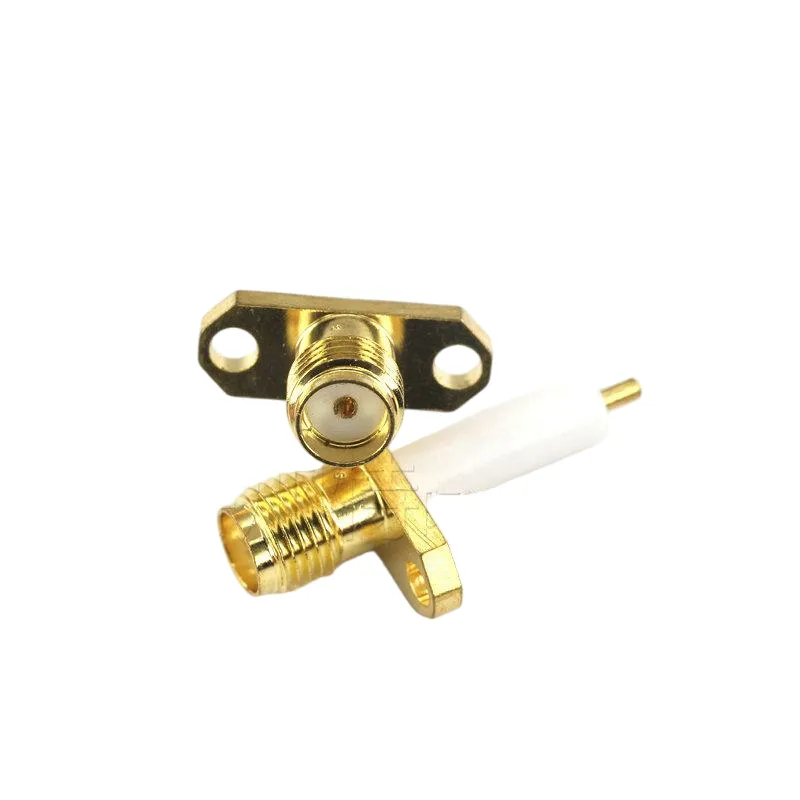 SMA 2-Hole Diamond Flange Connector SMA connector with a compact 2-hole diamond-shaped flange for mounting in space-constrained applications