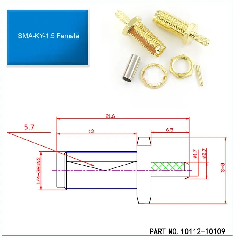 Structure of SMA bulkhead connector with nut, washer, and O-ring