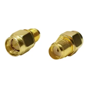 Physical photo of an SMA Male to Female adapter