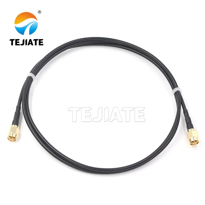SMA straight plug to SMA right-angle plug cable assembly using RG174 coaxial cable