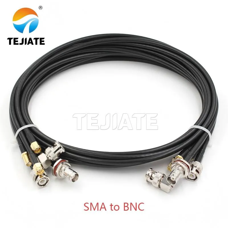 A straight adapter converting from an SMA female port to a BNC male connector.