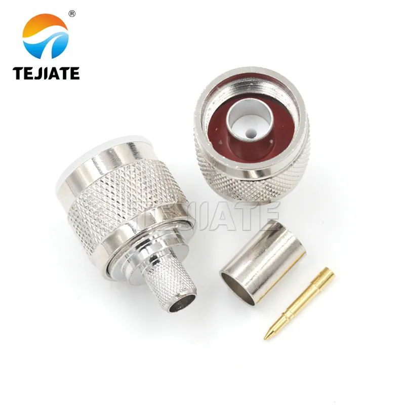 Physical product image of an N-type connector, showing its construction