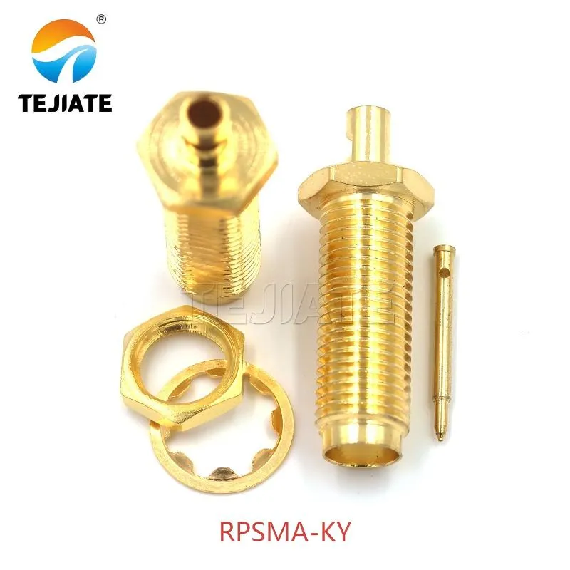 RP-SMA-KY reverse polarity bulkhead connector, highlighting its grounding considerations. RP-SMA-KY reverse polarity bulkhead connector, highlighting its grounding considerations.