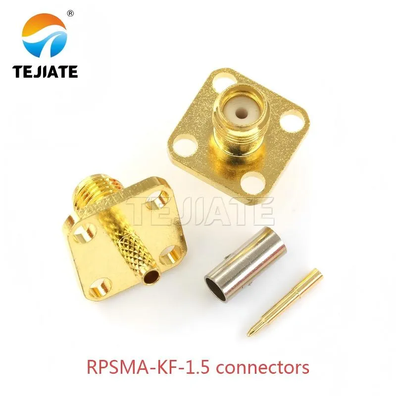 TEJTE RPSMA-KF-1.5 connectors product physical photo, showing its internal thread and center receptacle structure