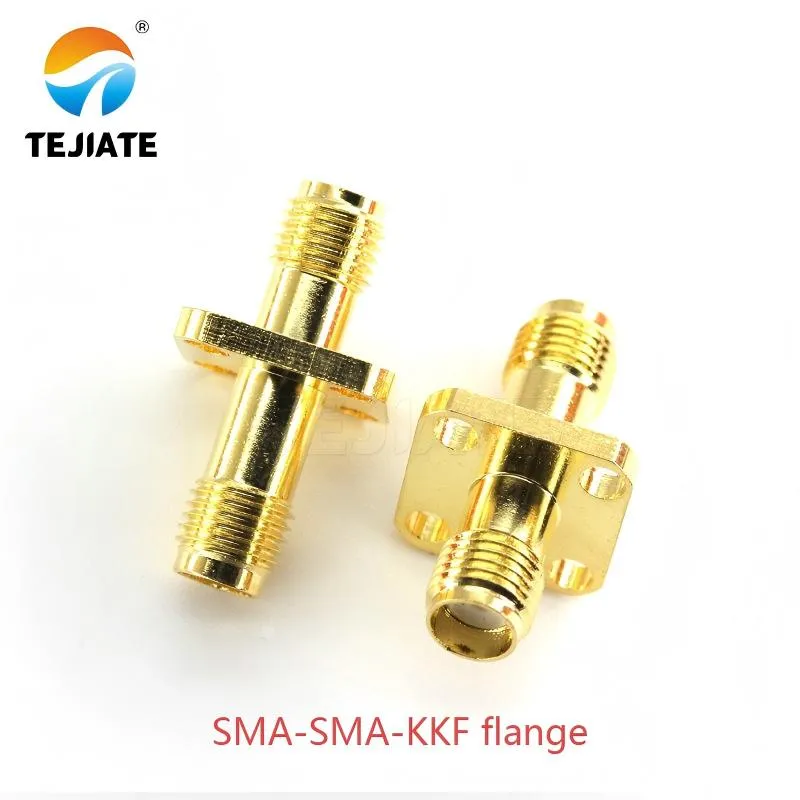 SMA-SMA-KKF flange-style bulkhead connector, suitable for double-nut and wave washer locking mechanism. SMA-SMA-KKF flange-style bulkhead connector, suitable for double-nut and wave washer locking mechanism.