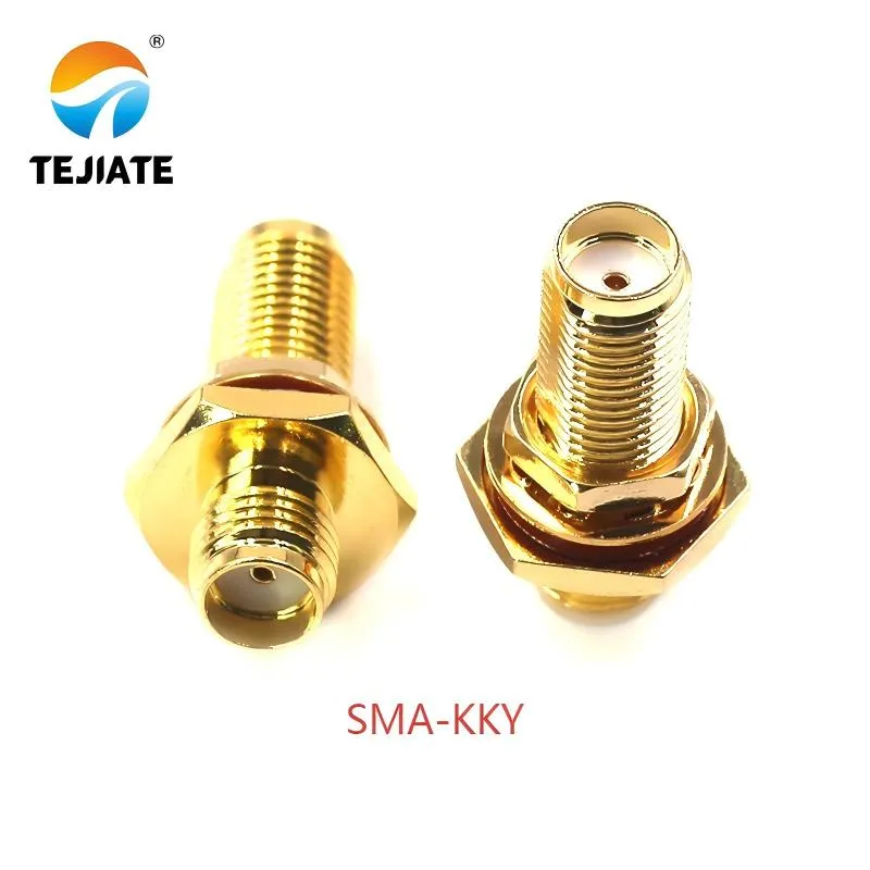 TEJTE SMA-KKY bulkhead connector, illustrating thread length and physical dimensions. TEJTE SMA-KKY bulkhead connector, illustrating thread length and physical dimensions.