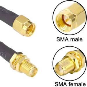 SMA male to female connector for RF jumper cables and device ports