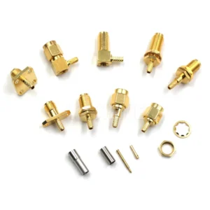 SMA panel-mount connector series including flange, bulkhead, and IP67 types