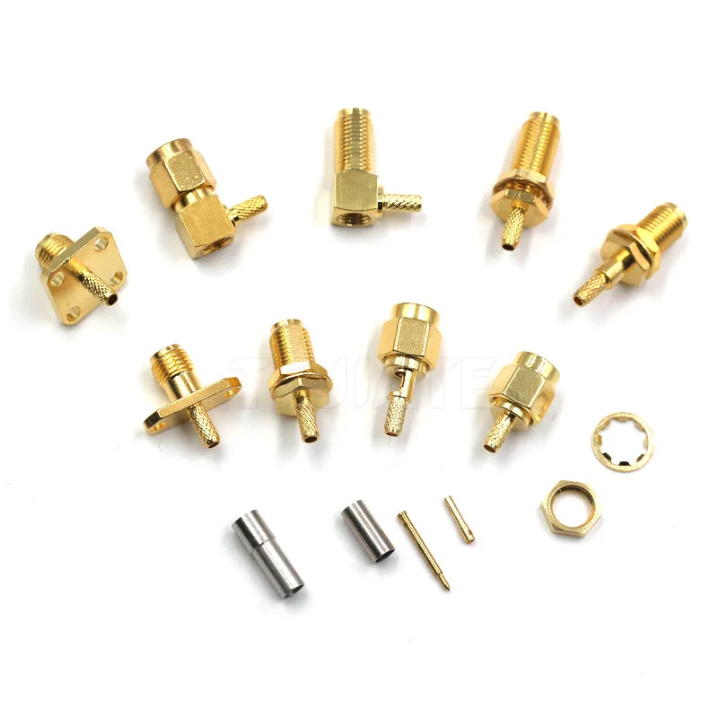 SMA panel-mount connector series including flange, bulkhead, and IP67 types