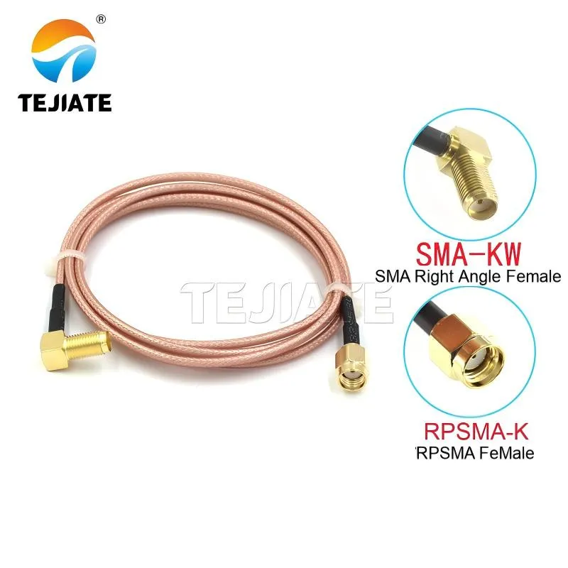 Comparison between an SMA Right Angle Female connector (SMA-KW) and an RP-SMA Female connector (RPSMA-K).