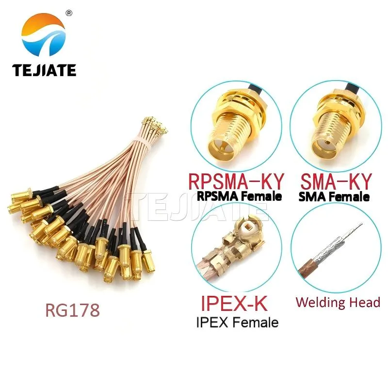 U.FL to SMA/RP-SMA pigtail assembly using RG178 coaxial cable.