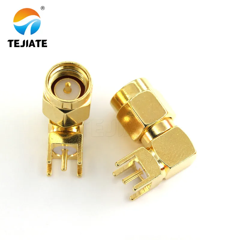 Illustration of TEJTE right-angle SMA connector for relieving torque inside enclosures. Illustration of TEJTE right-angle SMA connector for relieving torque inside enclosures.