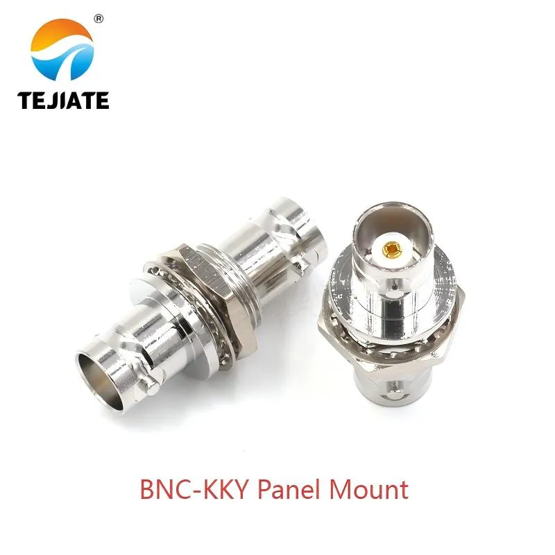 BNC-KKY panel-mount connector for bulkhead pass-through (50 Ω/75 Ω)