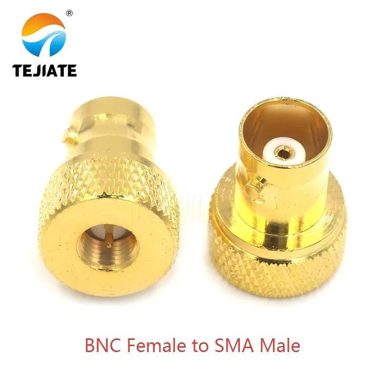 Diagram of a BNC Female to SMA Male adapter. Diagram of a BNC Female to SMA Male adapter.