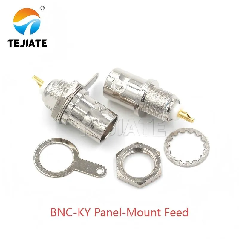 Physical image of the TEJIATE BNC-KY panel-mount feed-through connector. Physical image of the TEJIATE BNC-KY panel-mount feed-through connector.