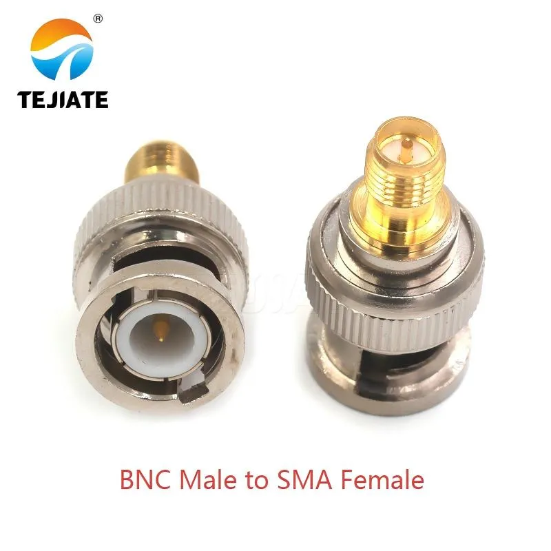 Diagram of a BNC Male to SMA Female adapter. Diagram of a BNC Male to SMA Female adapter.