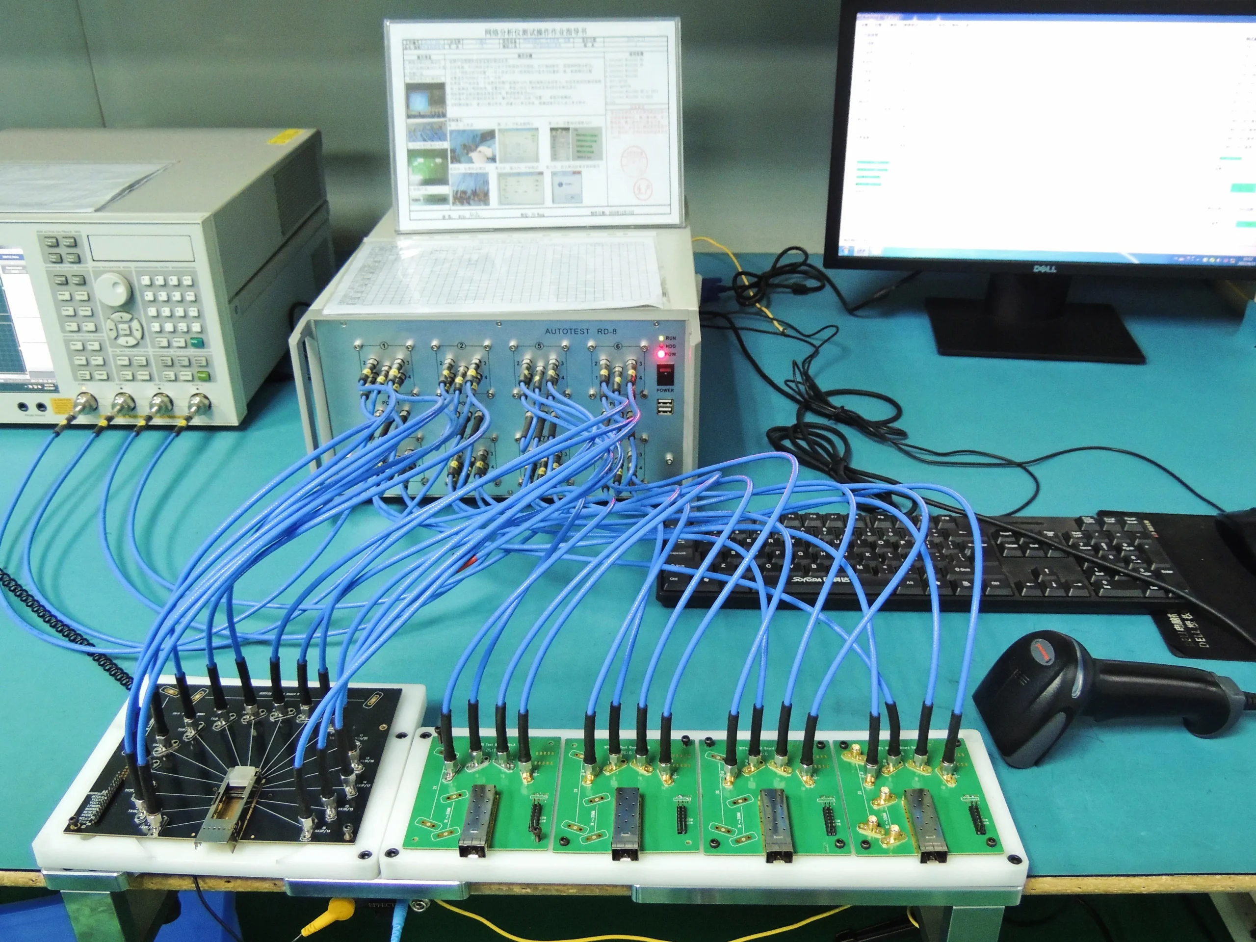 Oscilloscope screen showing signal integrity issues due to improper use of a BNC T connector.