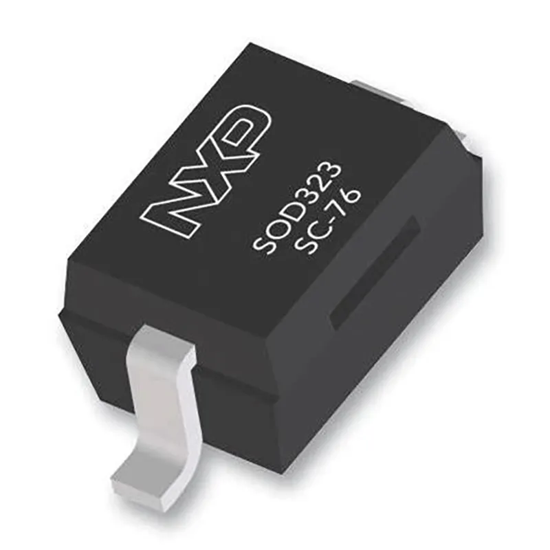 Clamping voltage vs current curve of PESD5V0S1BAF highlighting VBR≈5.5 V, VC≈14 V @ 12 A, and ~0.7 Ω dynamic resistance