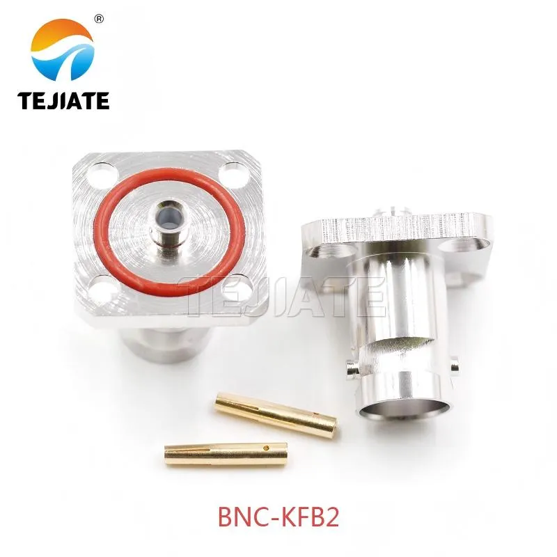 Physical image of the TEJTE BNC-KFB2 flanged and sealed bulkhead connector.