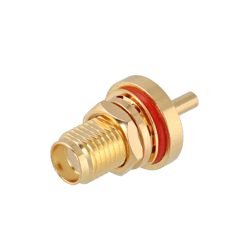 Detailed structural diagram of a Female SMA Bulkhead Connector, showing threads, insulator, and other components. Detailed structural diagram of a Female SMA Bulkhead Connector, showing threads, insulator, and other components.