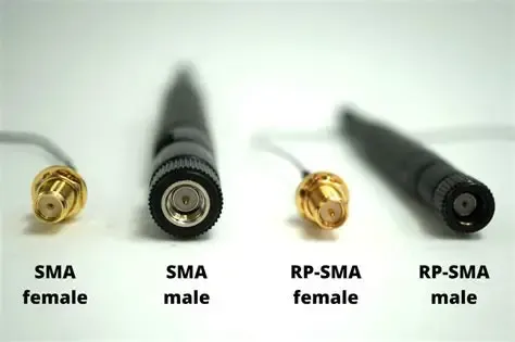A diagram illustrating the correct male/female matching and typical pairing combinations for WiFi antenna cables. A diagram illustrating the correct male/female matching and typical pairing combinations for WiFi antenna cables.