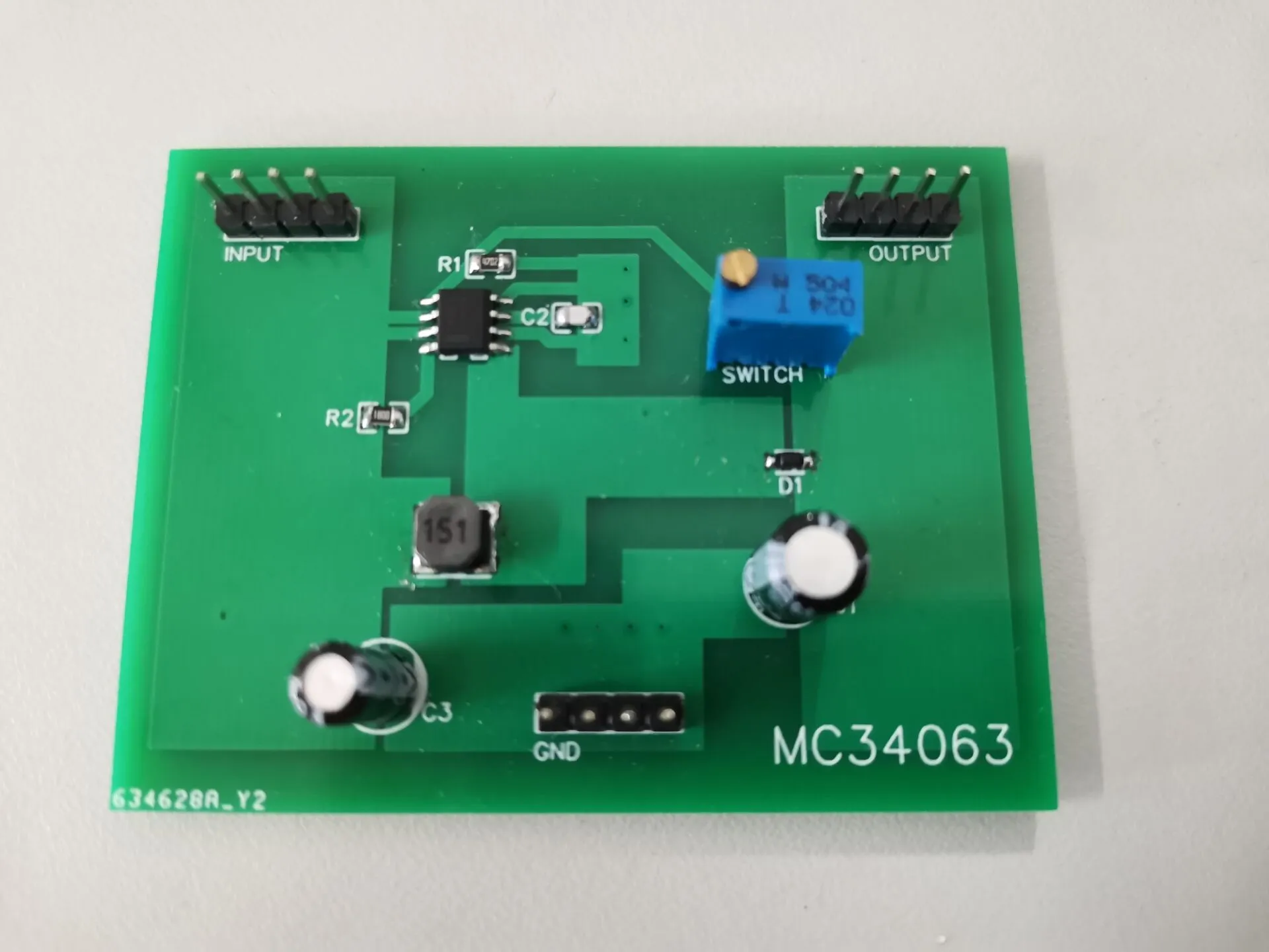 TEJTE MC34063 DC-DC converter IC schematic or typical application board image. TEJTE MC34063 DC-DC converter IC schematic or typical application board image.