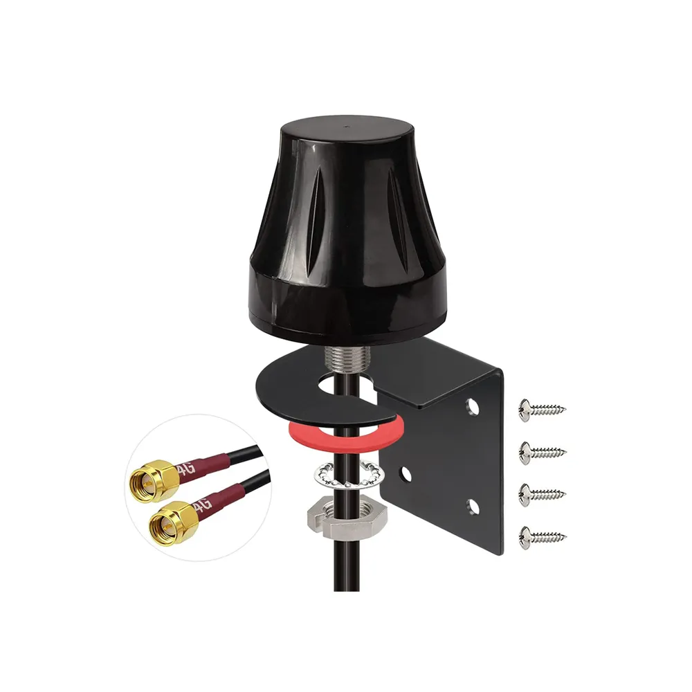 Illustration showing clearance requirements for mounting an omni antenna relative to nearby metal objects. Illustration showing clearance requirements for mounting an omni antenna relative to nearby metal objects.
