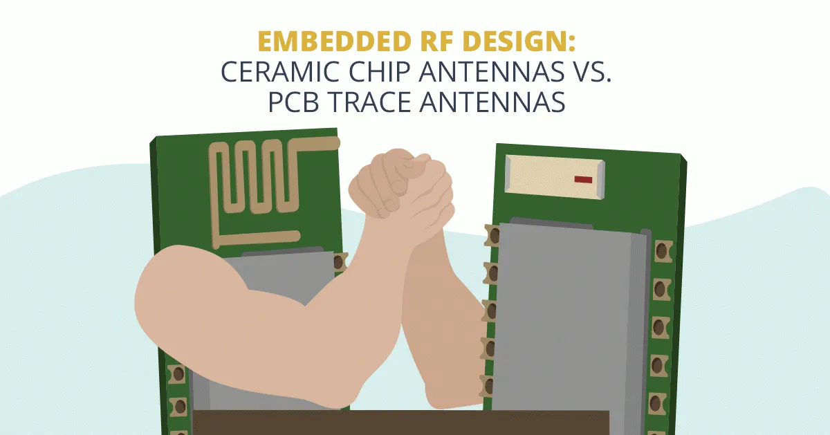 Rule-of-thumb comparison chart between ceramic chip antennas and PCB trace antennas Rule-of-thumb comparison chart between ceramic chip antennas and PCB trace antennas