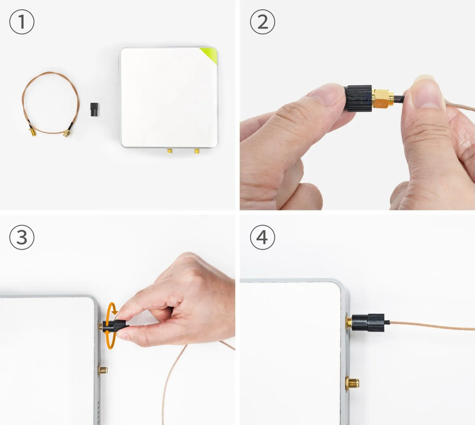 Overview of SMA Connector Panel Mounting and RP-SMA Identification Guide.