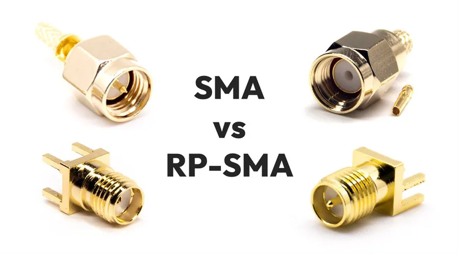 Comparison chart of SMA vs. RP-SMA connectors, highlighting the polarity difference in center conductors (pin vs. hole). Comparison chart of SMA vs. RP-SMA connectors, highlighting the polarity difference in center conductors (pin vs. hole).