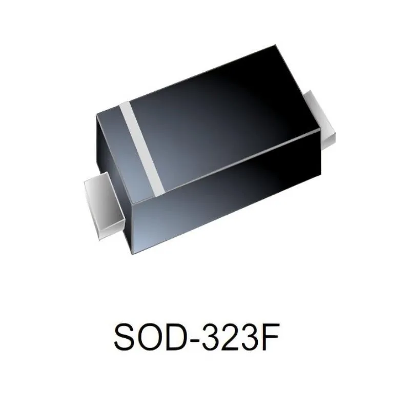 A diagram showing the recommended PCB layout and pad dimensions for a SOD-323F package diode, emphasizing symmetry, heat dissipation, and polarity marking. A diagram showing the recommended PCB layout and pad dimensions for a SOD-323F package diode, emphasizing symmetry, heat dissipation, and polarity marking.