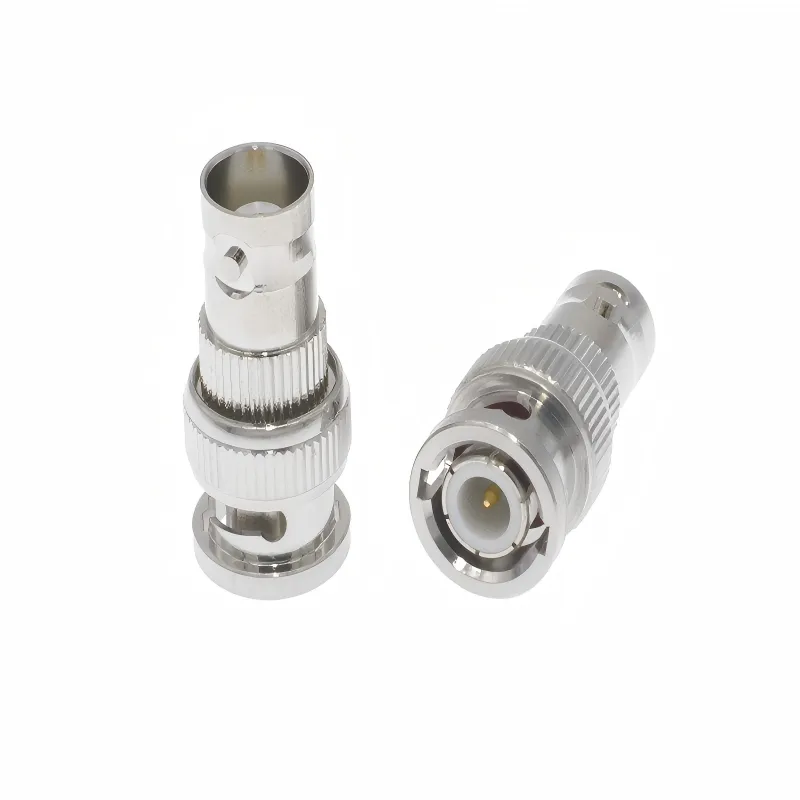 Diagram of a BNC male-to-female pass-through adapter. Diagram of a BNC male-to-female pass-through adapter.