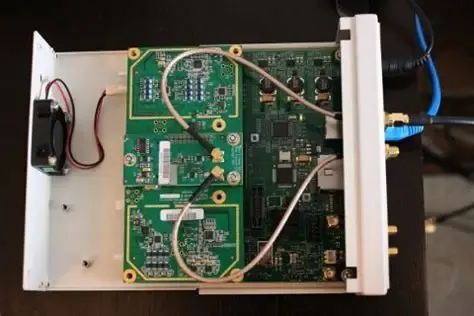 Diagram showing SMA jumper connections between modules and between boards. Diagram showing SMA jumper connections between modules and between boards.